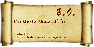 Birkholz Osszián névjegykártya